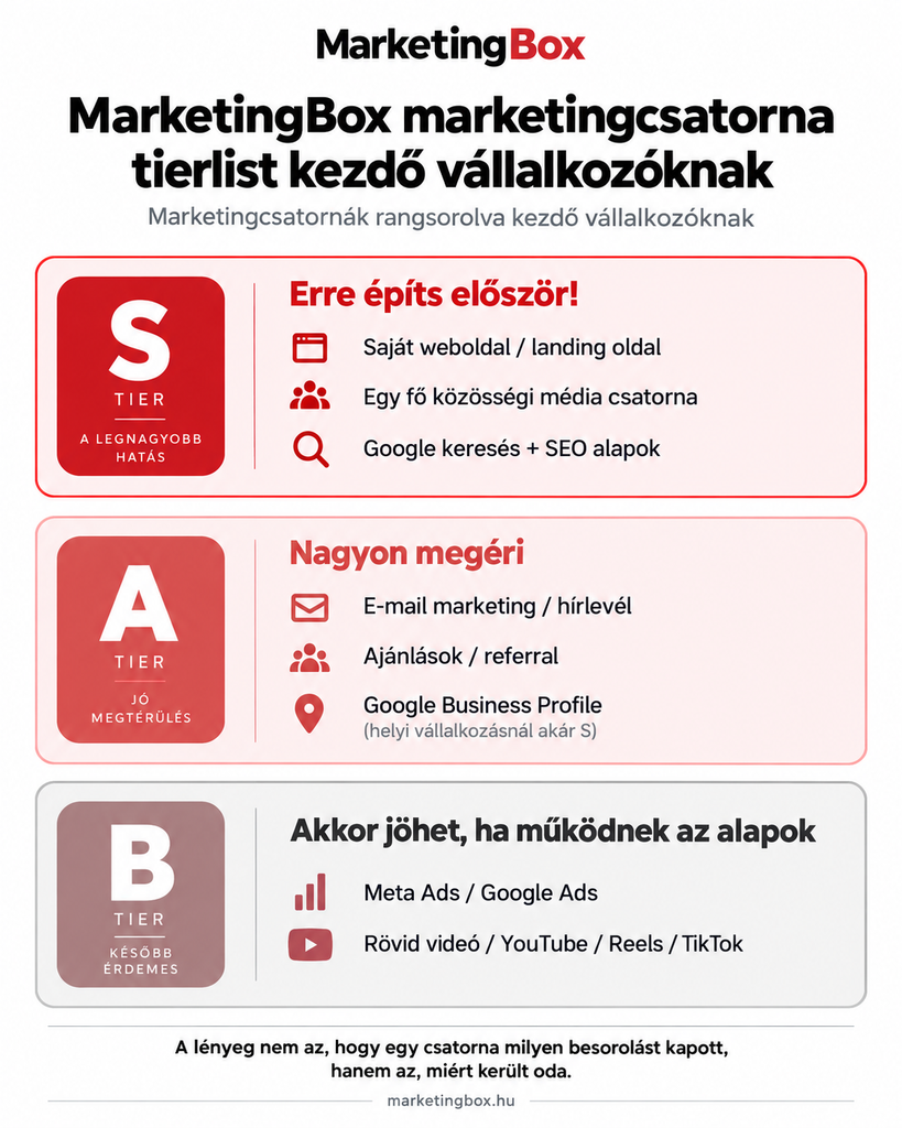MarketingBox marketingcsatorna tierlist kezdő vállalkozóknak